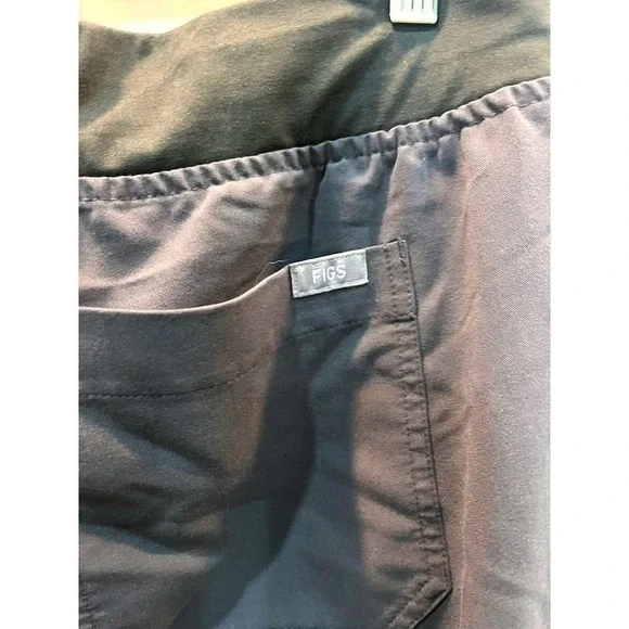 FIGS Yola Skinny Scrub Pants Women's Size Large Charcoal Gray Pink Drawstring - Picture 6 of 6